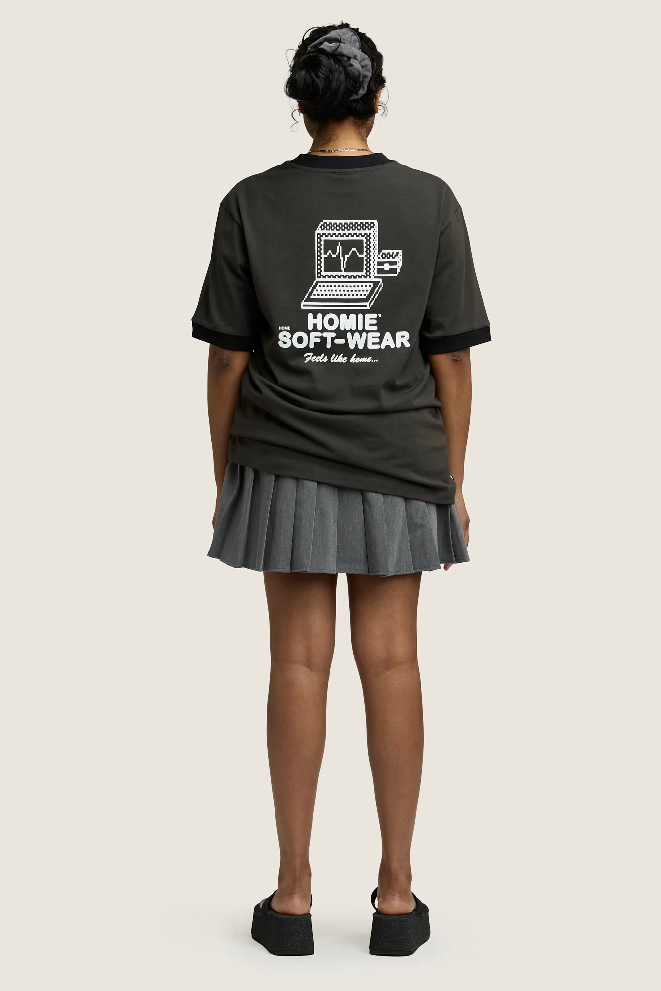 Heather Mini Skirt - Charcoal - Image 3