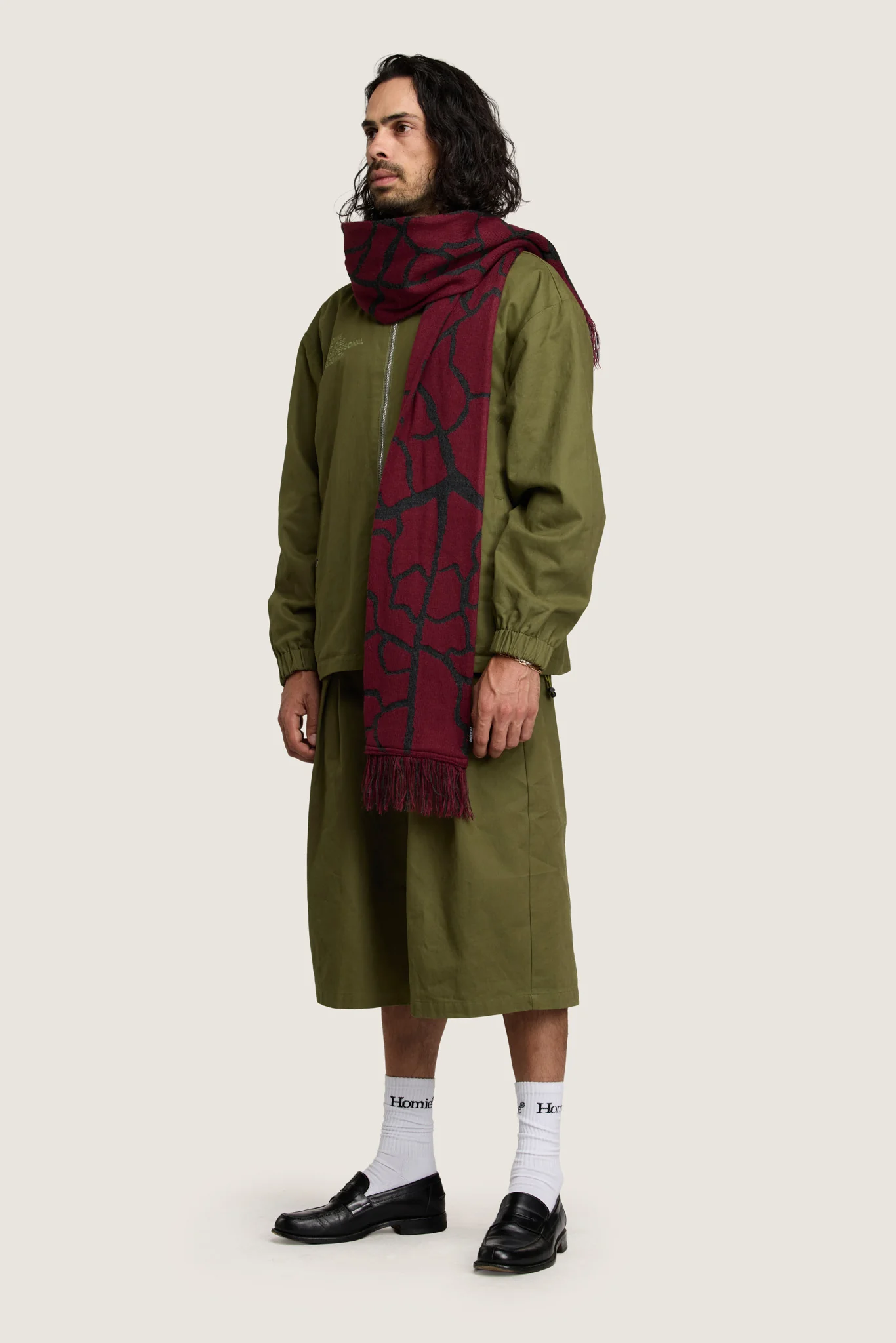 Venation Scarf - Black / Maroon - Image 3